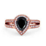 Vintage Style Pear Halo Engagement Ring Cubic Zirconia 925 Sterling Silver
