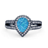 Vintage Style Pear Halo Engagement Ring Cubic Zirconia 925 Sterling Silver