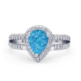 Vintage Style Pear Halo Engagement Ring Cubic Zirconia 925 Sterling Silver