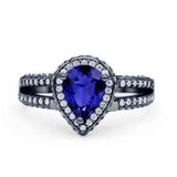 Vintage Style Pear Halo Engagement Ring Cubic Zirconia 925 Sterling Silver