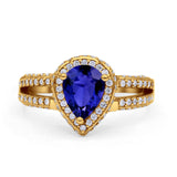 Vintage Style Pear Halo Engagement Ring Cubic Zirconia 925 Sterling Silver