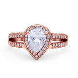 Vintage Style Pear Halo Engagement Ring Cubic Zirconia 925 Sterling Silver