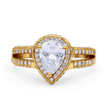 Vintage Style Pear Halo Engagement Ring Cubic Zirconia 925 Sterling Silver