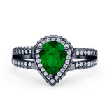 Vintage Style Pear Halo Engagement Ring Cubic Zirconia 925 Sterling Silver