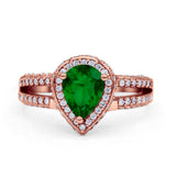 Vintage Style Pear Halo Engagement Ring Cubic Zirconia 925 Sterling Silver
