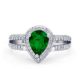 Vintage Style Pear Halo Engagement Ring Cubic Zirconia 925 Sterling Silver