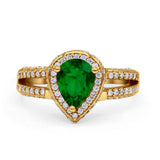 Vintage Style Pear Halo Engagement Ring Cubic Zirconia 925 Sterling Silver