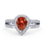 Vintage Style Pear Halo Engagement Ring Cubic Zirconia 925 Sterling Silver