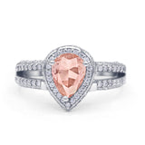 Vintage Style Pear Halo Engagement Ring Cubic Zirconia 925 Sterling Silver