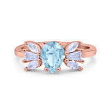 Teardrop Pear Art Deco Wedding Engagement Ring Simulated Cubic Zirconia 925 Sterling Silver