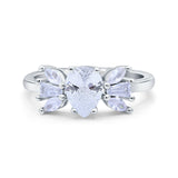 Teardrop Pear Art Deco Wedding Engagement Ring Simulated Cubic Zirconia 925 Sterling Silver