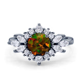 Art Deco Round Engagement Ring Cubic Zirconia 925 Sterling Silver