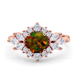 Art Deco Round Engagement Ring Cubic Zirconia 925 Sterling Silver