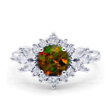 Art Deco Round Engagement Ring Cubic Zirconia 925 Sterling Silver