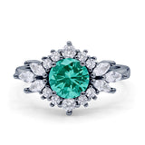 Art Deco Round Engagement Ring Cubic Zirconia 925 Sterling Silver