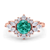 Art Deco Round Engagement Ring Cubic Zirconia 925 Sterling Silver