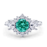 Art Deco Round Engagement Ring Cubic Zirconia 925 Sterling Silver