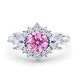 Art Deco Round Engagement Ring Cubic Zirconia 925 Sterling Silver