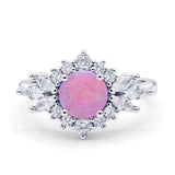 Art Deco Round Engagement Ring Cubic Zirconia 925 Sterling Silver