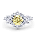 Art Deco Round Engagement Ring Cubic Zirconia 925 Sterling Silver