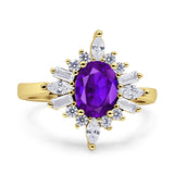 Vintage Style Oval Engagement Ring Simulated Cubic Zirconia 925 Sterling Silver