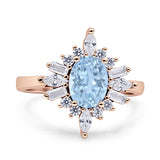 Vintage Style Oval Engagement Ring Simulated Cubic Zirconia 925 Sterling Silver