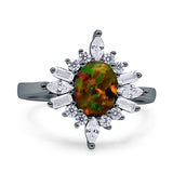 Vintage Style Oval Engagement Ring Simulated Cubic Zirconia 925 Sterling Silver