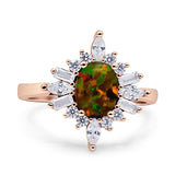 Vintage Style Oval Engagement Ring Simulated Cubic Zirconia 925 Sterling Silver