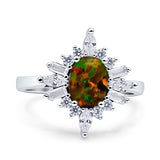 Vintage Style Oval Engagement Ring Simulated Cubic Zirconia 925 Sterling Silver