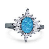 Vintage Style Oval Engagement Ring Simulated Cubic Zirconia 925 Sterling Silver