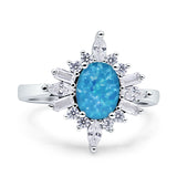 Vintage Style Oval Engagement Ring Simulated Cubic Zirconia 925 Sterling Silver