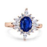 Vintage Style Oval Engagement Ring Simulated Cubic Zirconia 925 Sterling Silver