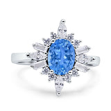 Vintage Style Oval Engagement Ring Simulated Cubic Zirconia 925 Sterling Silver