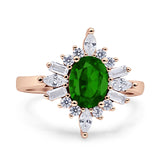 Vintage Style Oval Engagement Ring Simulated Cubic Zirconia 925 Sterling Silver