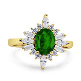 Vintage Style Oval Engagement Ring Simulated Cubic Zirconia 925 Sterling Silver