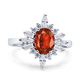 Vintage Style Oval Engagement Ring Simulated Cubic Zirconia 925 Sterling Silver