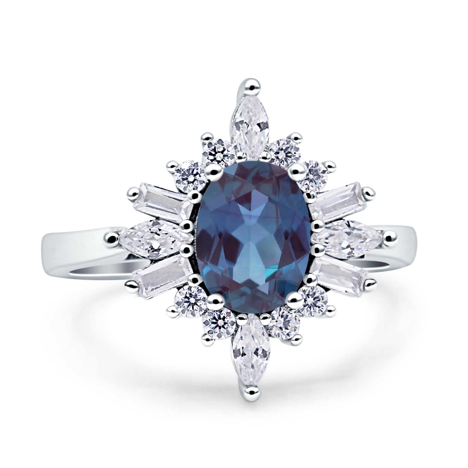 Lab Alexandrite Ring Vintage Style Halo Oval Lab Alexandrite Engagement Ring – Blue Apple ...