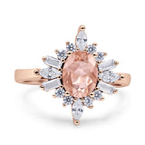 Vintage Style Oval Engagement Ring Simulated Cubic Zirconia 925 Sterling Silver