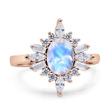 Vintage Style Halo Oval Natural Moonstone Engagement Ring