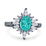 Vintage Style Oval Engagement Ring Simulated Cubic Zirconia 925 Sterling Silver