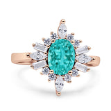 Vintage Style Oval Engagement Ring Simulated Cubic Zirconia 925 Sterling Silver