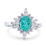Vintage Style Oval Engagement Ring Simulated Cubic Zirconia 925 Sterling Silver