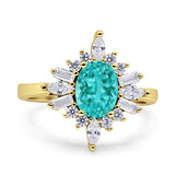 Vintage Style Oval Engagement Ring Simulated Cubic Zirconia 925 Sterling Silver