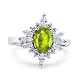 Vintage Style Oval Engagement Ring Simulated Cubic Zirconia 925 Sterling Silver