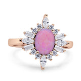 Vintage Style Oval Engagement Ring Simulated Cubic Zirconia 925 Sterling Silver