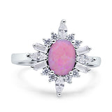 Vintage Style Oval Engagement Ring Simulated Cubic Zirconia 925 Sterling Silver