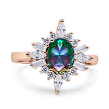 Vintage Style Oval Engagement Ring Simulated Cubic Zirconia 925 Sterling Silver