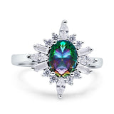 Vintage Style Oval Engagement Ring Simulated Cubic Zirconia 925 Sterling Silver