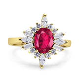 Vintage Style Oval Engagement Ring Simulated Cubic Zirconia 925 Sterling Silver