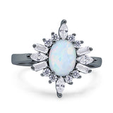 Vintage Style Oval Engagement Ring Simulated Cubic Zirconia 925 Sterling Silver